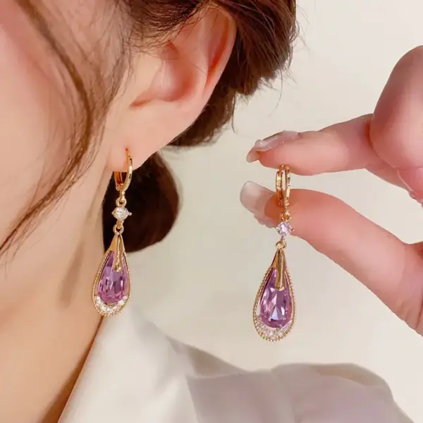 Purple Water Drop Hoops