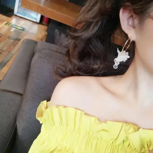 Hover image for Crystal Blossom Hoop Earrings