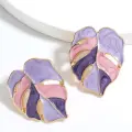 Purple Enamel Leaf Studs Thumbnail Image 1