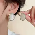 Oval Pearl Glow Studs Thumbnail Image 3