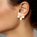 White Flower Stud Earrings Thumbnail Image 2