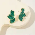 Enamel Leaf Stud- Green Thumbnail Image 1