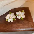 Enamel White Floral Stud Thumbnail Image 2