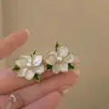Enamel White Floral Stud Thumbnail Image 3
