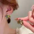 Gemstone Cluster Stud Earrings Thumbnail Image 3