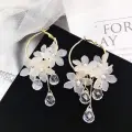 Crystal Blossom Hoop Earrings
