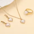 Gold And Pearl Heart Jewelry Set Thumbnail Image 3